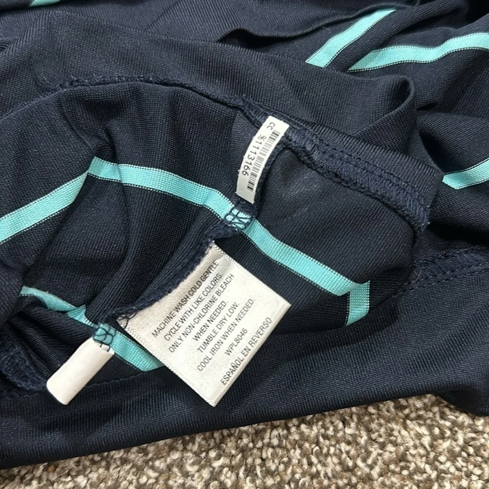 Greg Norman Tasso Elba navy and teal pullover 1/4 zip warm up golf shirt large